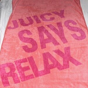 Y2K Juicy Couture Pink JUICY SAYS RELAX Beach Pool Bath Towel 36 x 67 Vintage